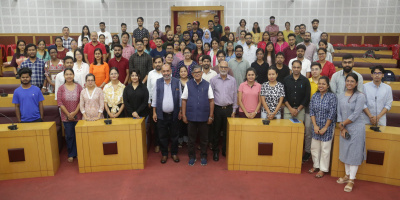 The Governor with a number of students of Tezpur University