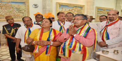 Hon'ble Governor with First Lady at a Jain Temple