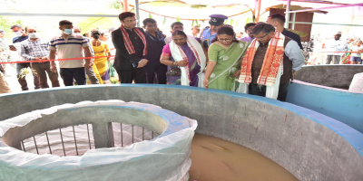 Hon'ble Governor inspecting a Fish Hatchery in Morigaon