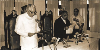 Governor Devi Das Thakur taking the Oath of Office