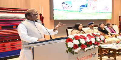 Governor delivering his speech during the Nagaland Day celebration