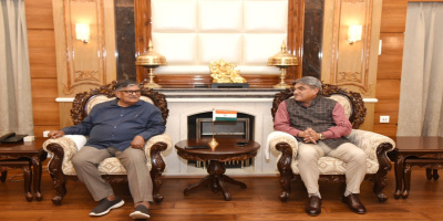 The Chief Justice of Gauhati High Court, Hon'ble Mr. Justice Vijay Bishnoi along with his wife paid a courtesy visit to the Hon'ble Governor  Shri Gulab Chand Kataria at Raj Bhavan.