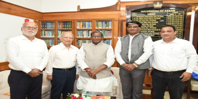 a delegation from Assam down town University meets the Governor at Raj Bhavan